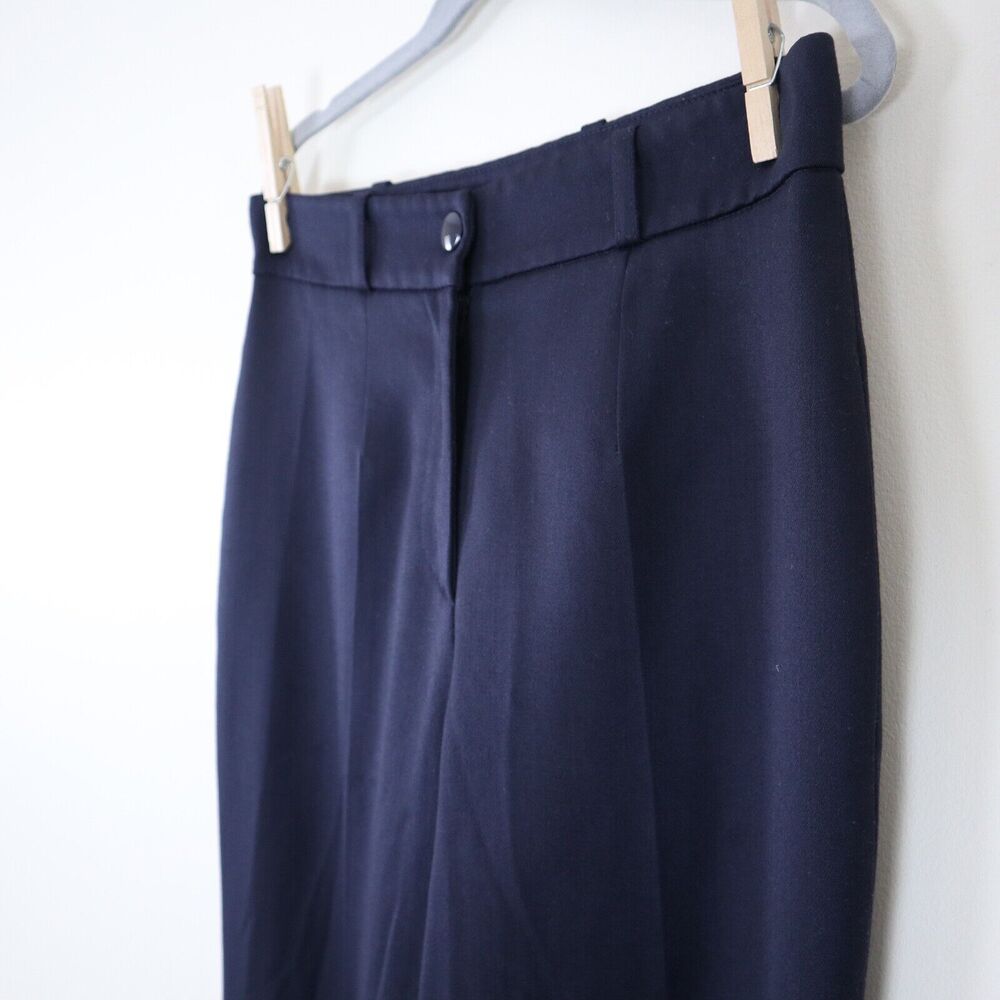 Emilio Pucci US 6 Wool Blend High Rise Wide Leg Trouser Pants Navy Blue - Picture 4 of 10